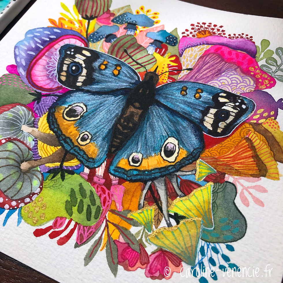 Thumbnail: Impression d’art haute définition de papillon bleu exposée dans un intérieur luxueux, œuvre idéale pour collection privée.