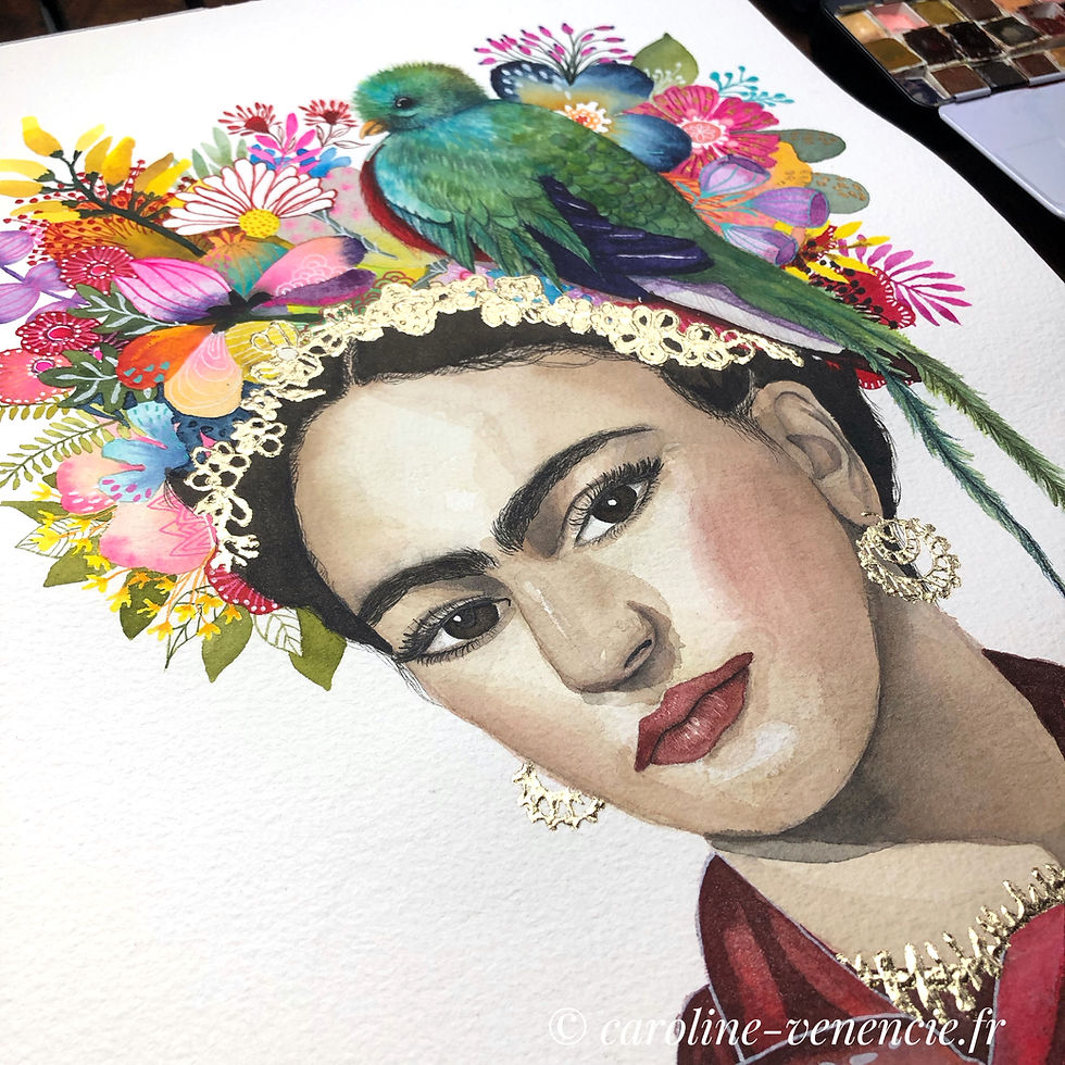 Thumbnail: Lithographie Frida Kahlo et Quetzal, reproduction d’art et impression d’art haut de gamme.