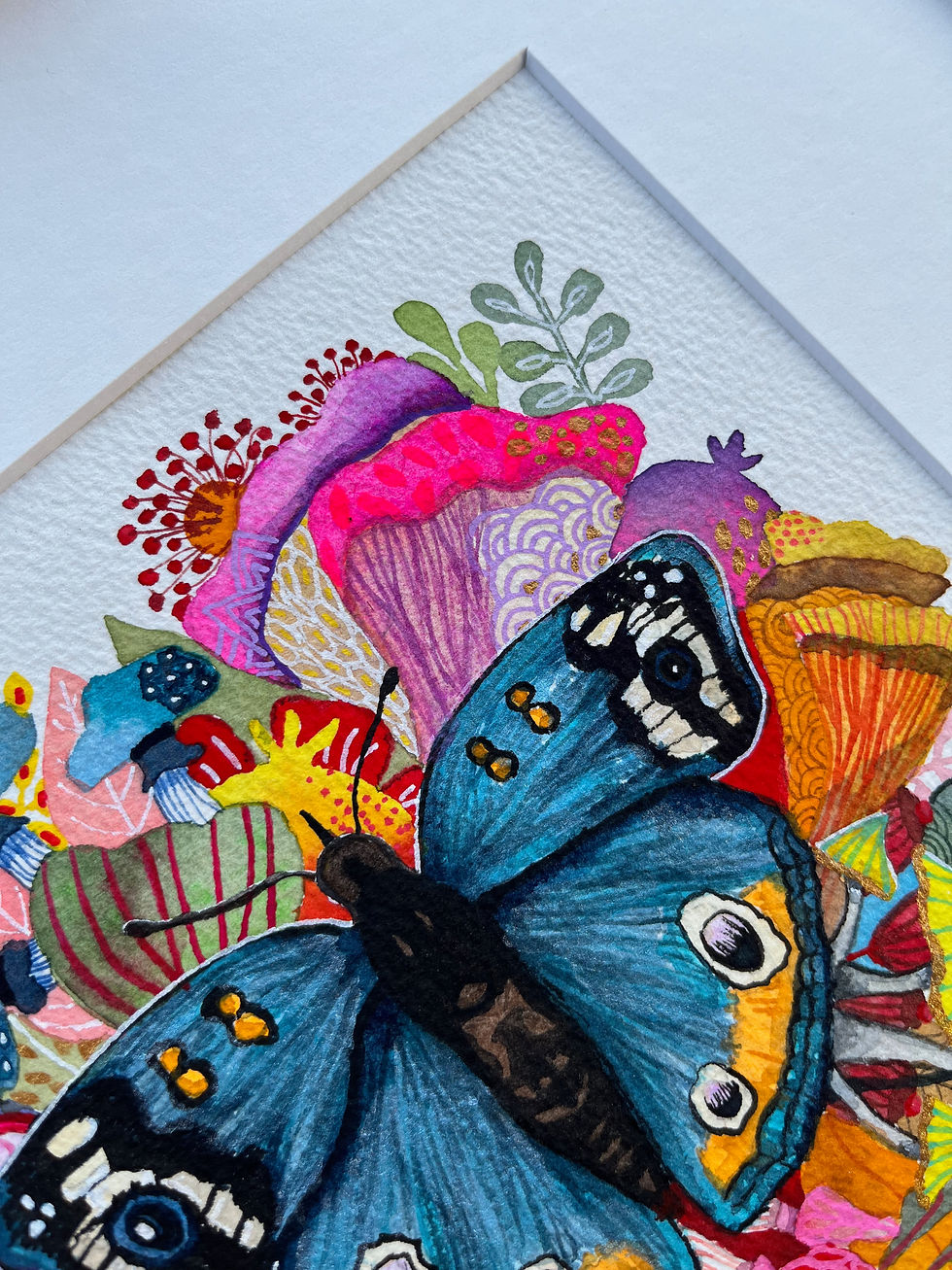 Thumbnail: Lithographie haute définition de papillon bleu, reproduction d’art et impression d’art haut de gamme signées artiste peintre.