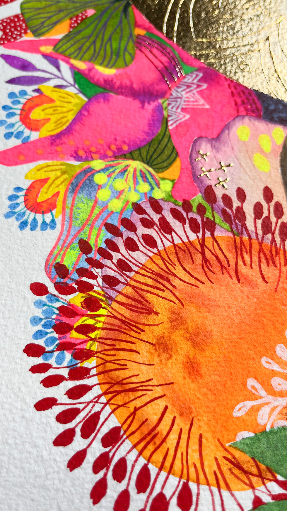 Thumbnail: Tableau d’art contemporain signé Caroline Venencie, artiste peintre aquarelliste de luxe. L’œuvre met en scène une femme afri