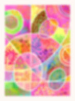 peinture aquarelle par l'artiste peintre Caroline Venencie, abstrait aux couleurs fluos pour maison moderne