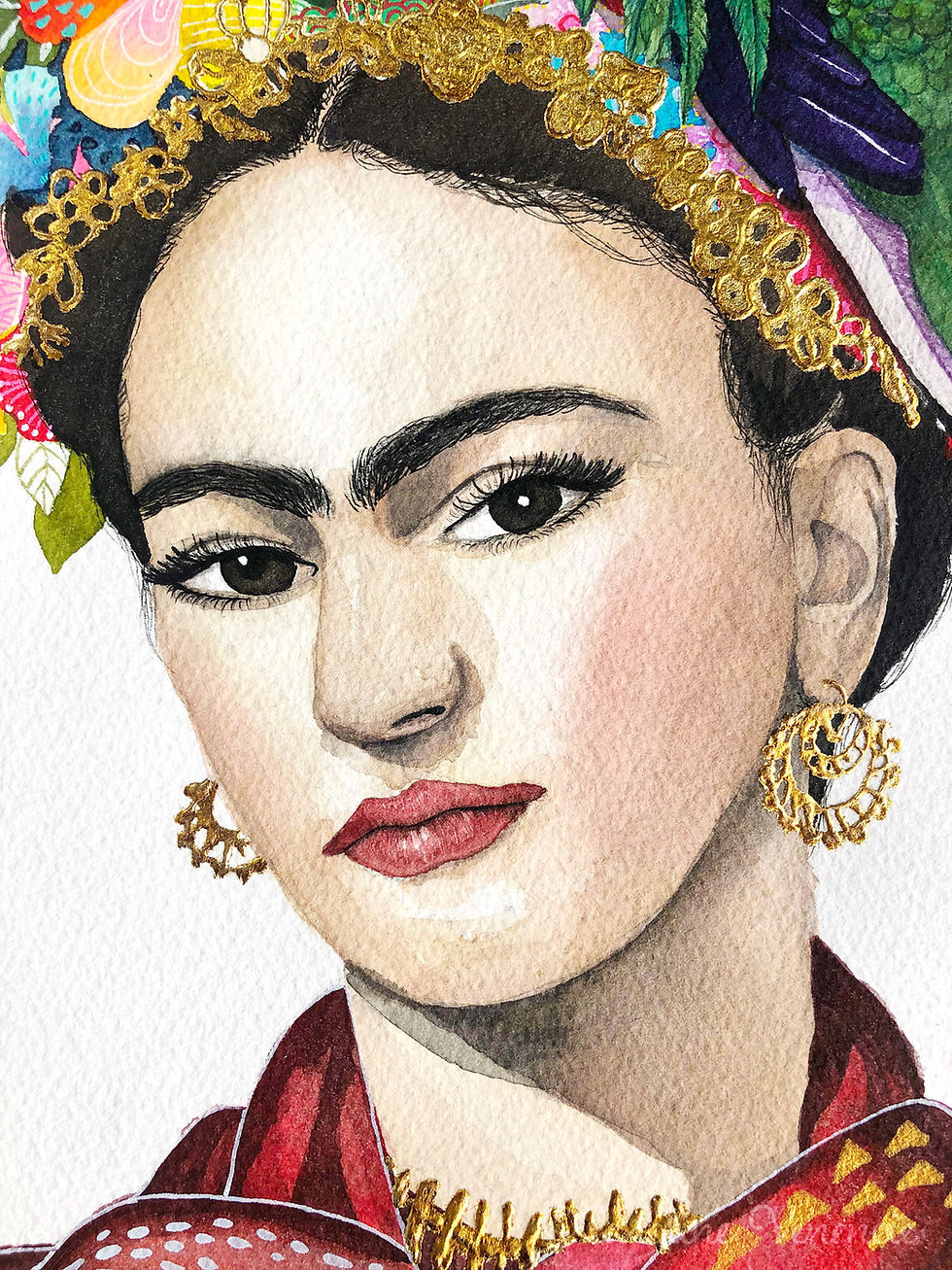 Thumbnail: Œuvre originale signée artiste peintre, Frida Kahlo et quetzal, aquarelle unique pour collectionneurs exigeants.
