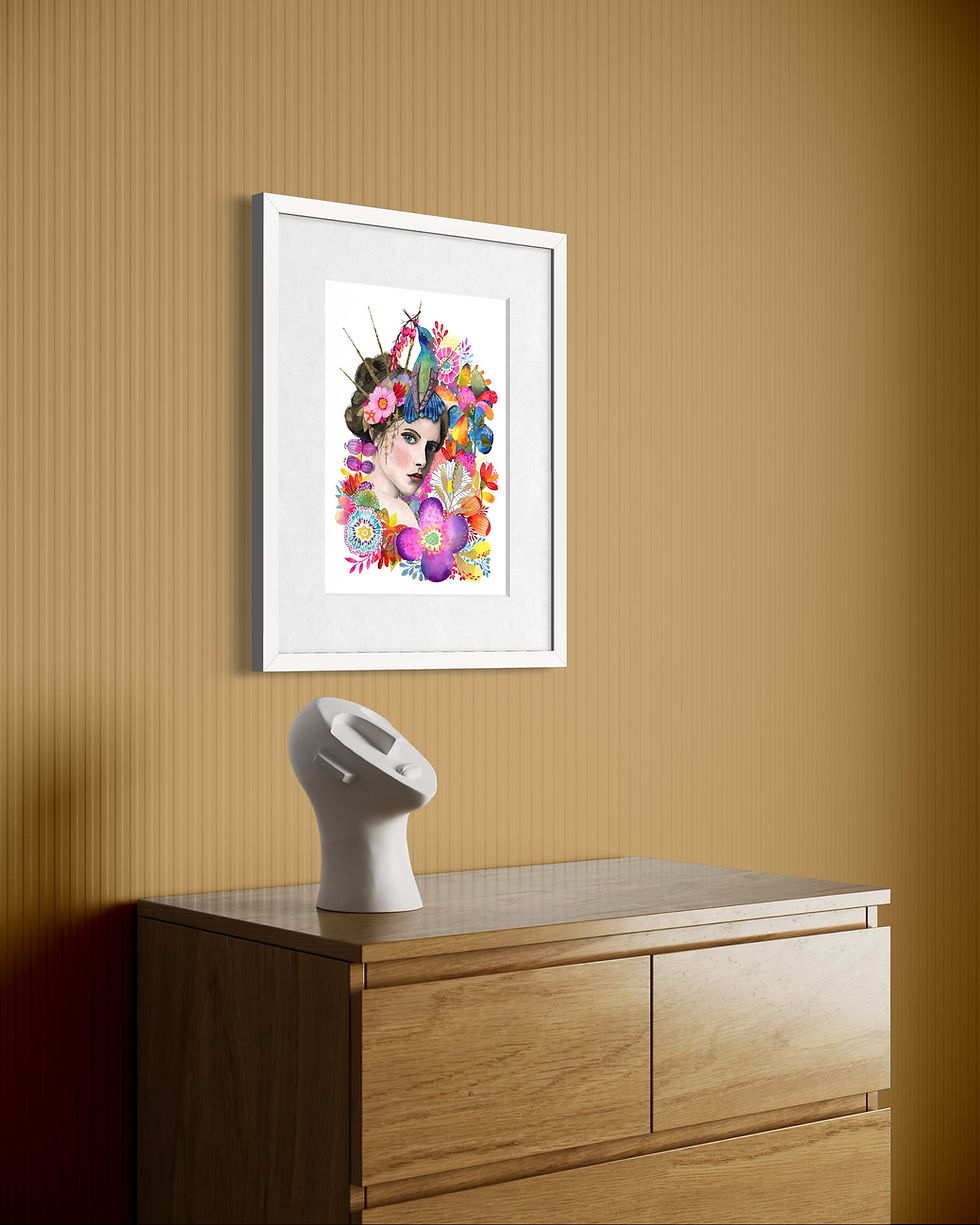 Thumbnail: Œuvre féminine et florale présentée dans un lieu prestigieux, parfaite pour investisseurs et galeries.