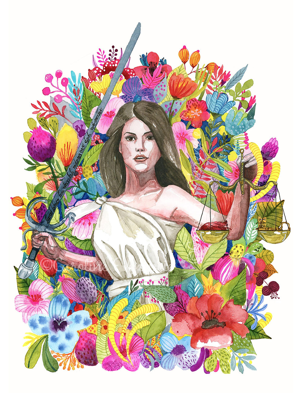 Tirage d’art narratif, scène épique et florale pour intérieur affirmé.