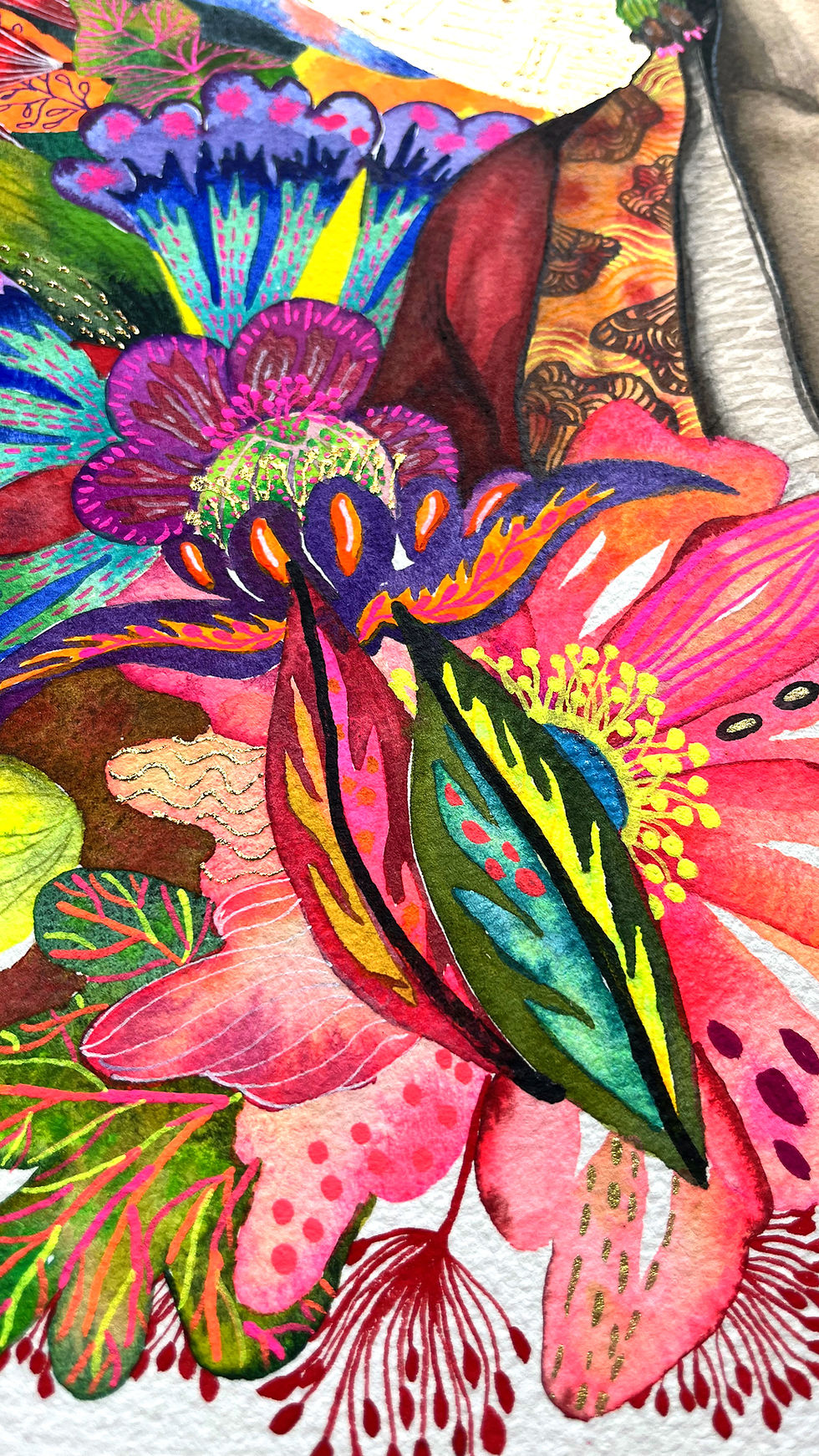 Thumbnail: Tableau contemporain représentant une icône métisse florale, véritable chef-d’œuvre poétique.Impression d’art de luxe reprise