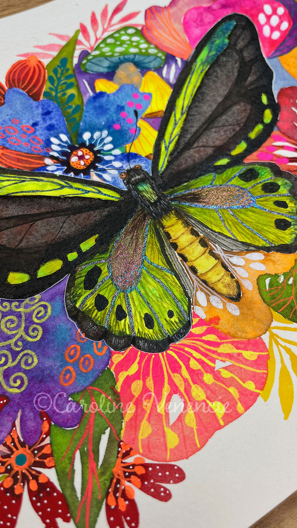 Thumbnail: Aquarelle papillon Richmond exposée dans un intérieur élégant, œuvre originale pour collectionneurs.