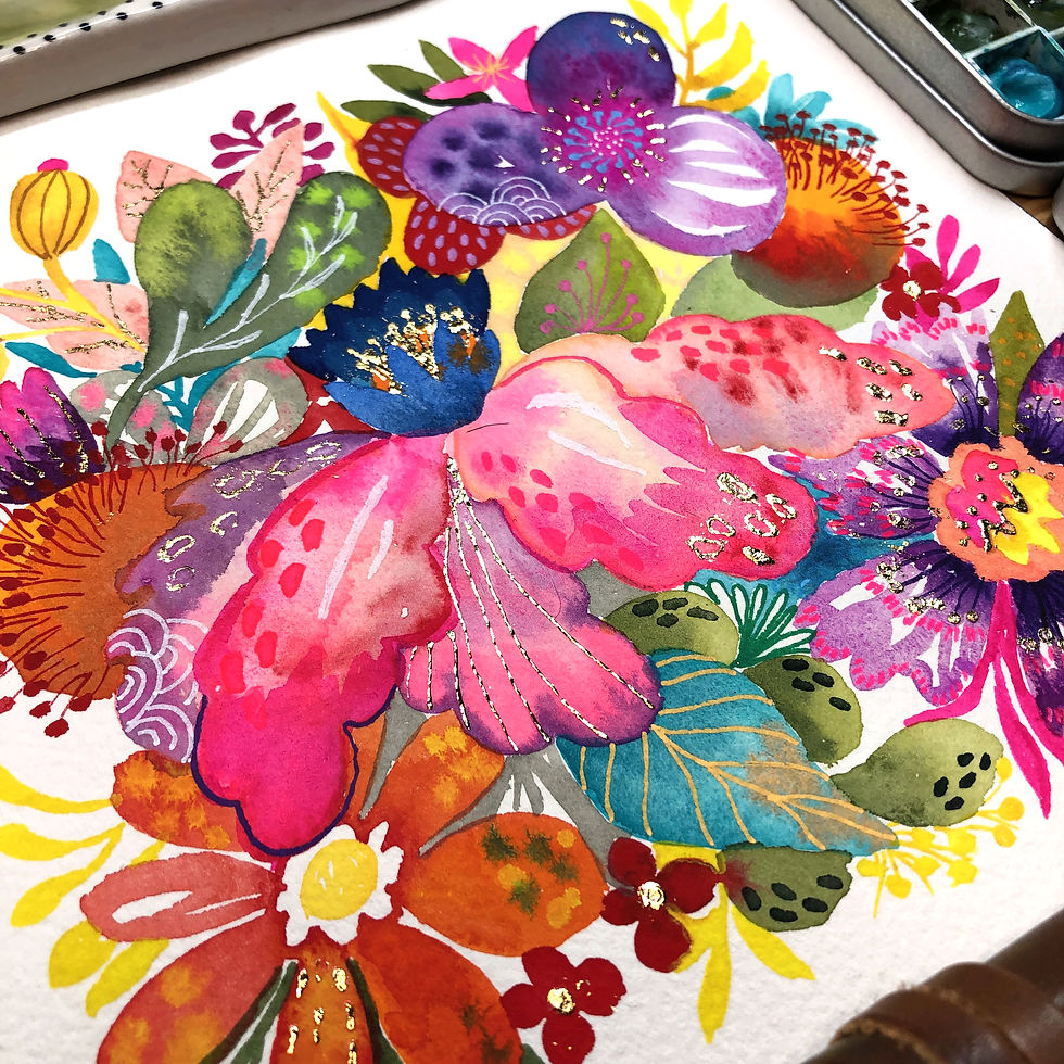 Thumbnail: Tableau contemporain floral aux formes audacieuses, véritable chef-d’œuvre poétique.