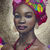 Miniature : Œuvre d’art haut de gamme par Caroline Venencie, artiste peintre d’aquarelles colorées. Portrait d’une femme africaine entour