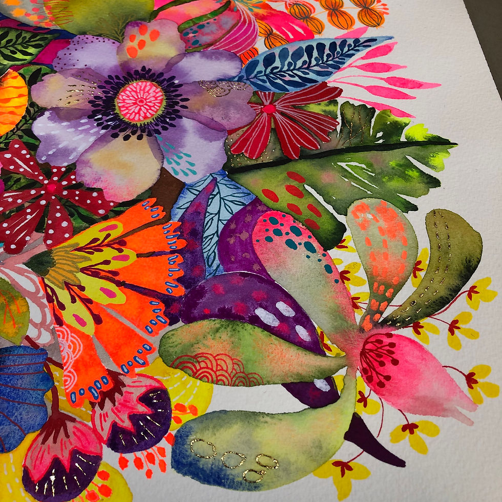 Thumbnail: grande Illustration florale mexicaine colorée, idéale pour décoration intérieure vibrante et chaleureuse.