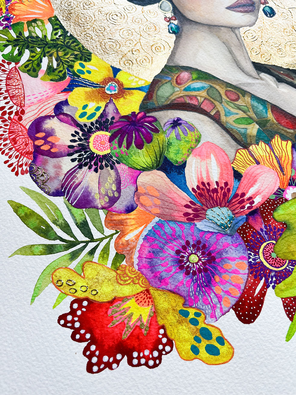 Thumbnail: Tirage d’art de luxe repris à la main par artiste peintre, femme iconique, édition rare et numéroté