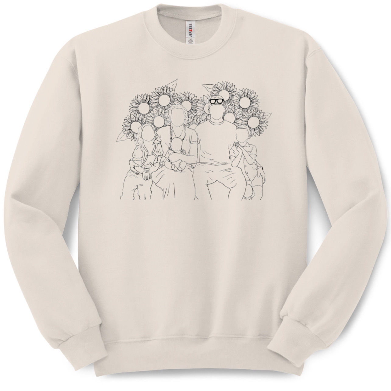Fully customized family photo crewneck