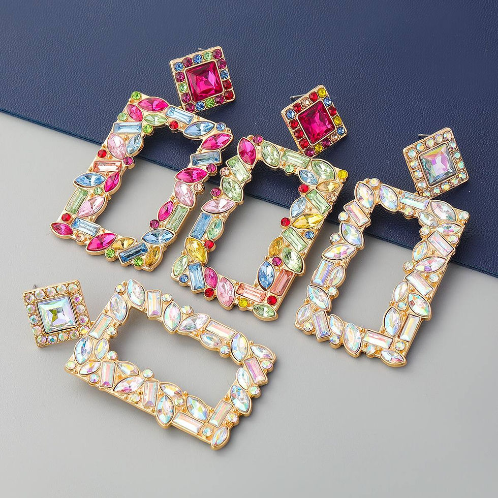 Thumbnail: Rectangular Rhinestone Earrings 