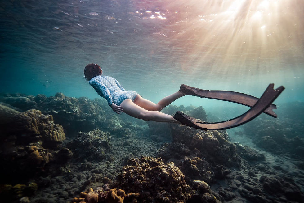 A a freediver at an emerging freediving destination