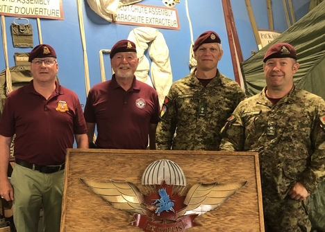 Change of Command ceremony at the Canadian Army Advanced Warfare Centre on 24 July 2025, with Lt-Col Jéremie Gauvreau handing over command to Lt-Col Jeff Brown. Event presided over by Col Loic Darras, with CAFA Presidents Rick Hatton and Bruce Ewing in attendance.