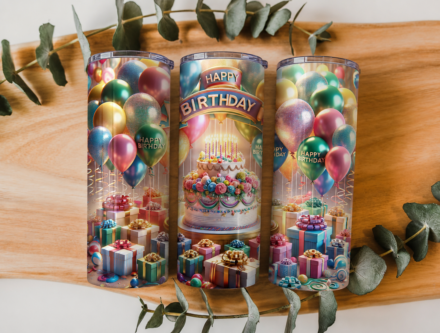 Happy Birthday Balloons Tumbler
