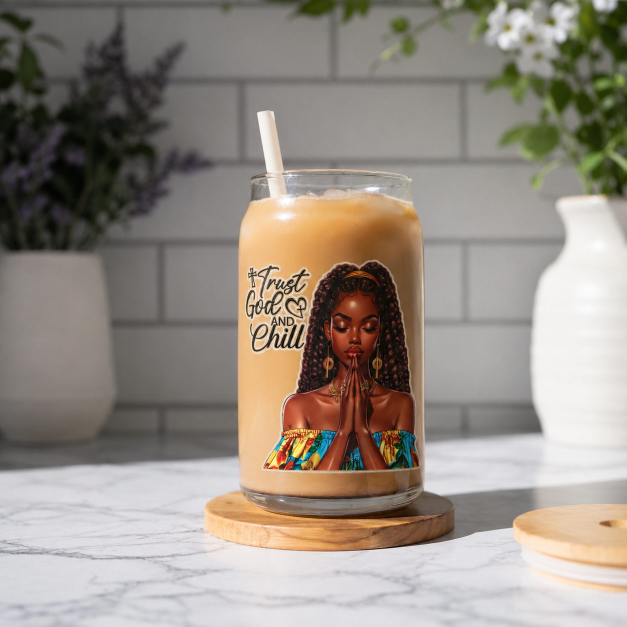 Trust God and Chill Glass Tumbler