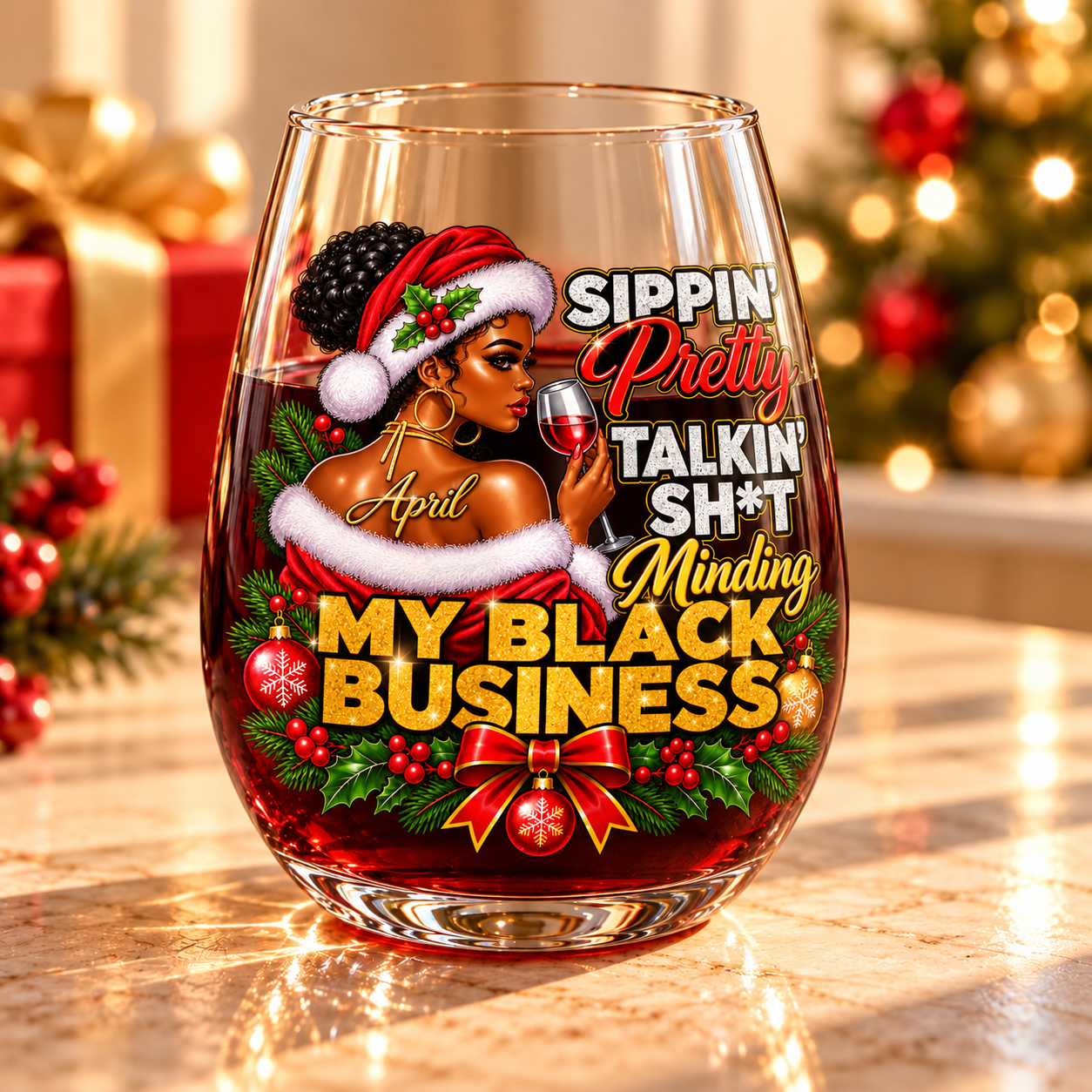 Minding My Black Business Holiday Edition Wine Tumbler