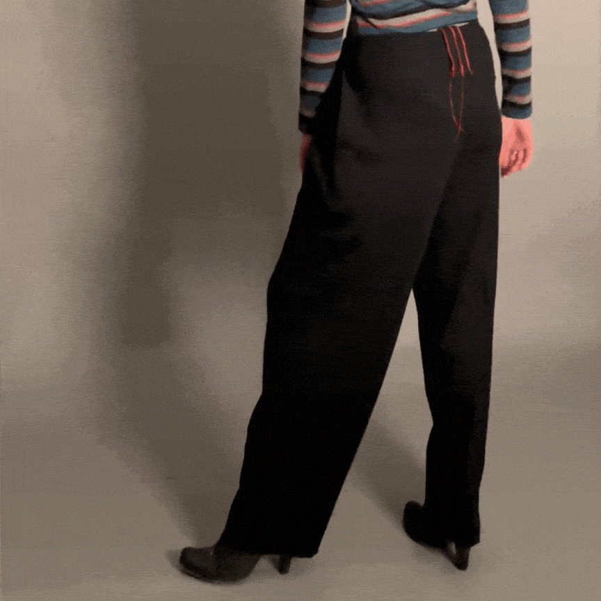 Thumbnail: Ribbed Wool Maxi Pants on Model in Motion