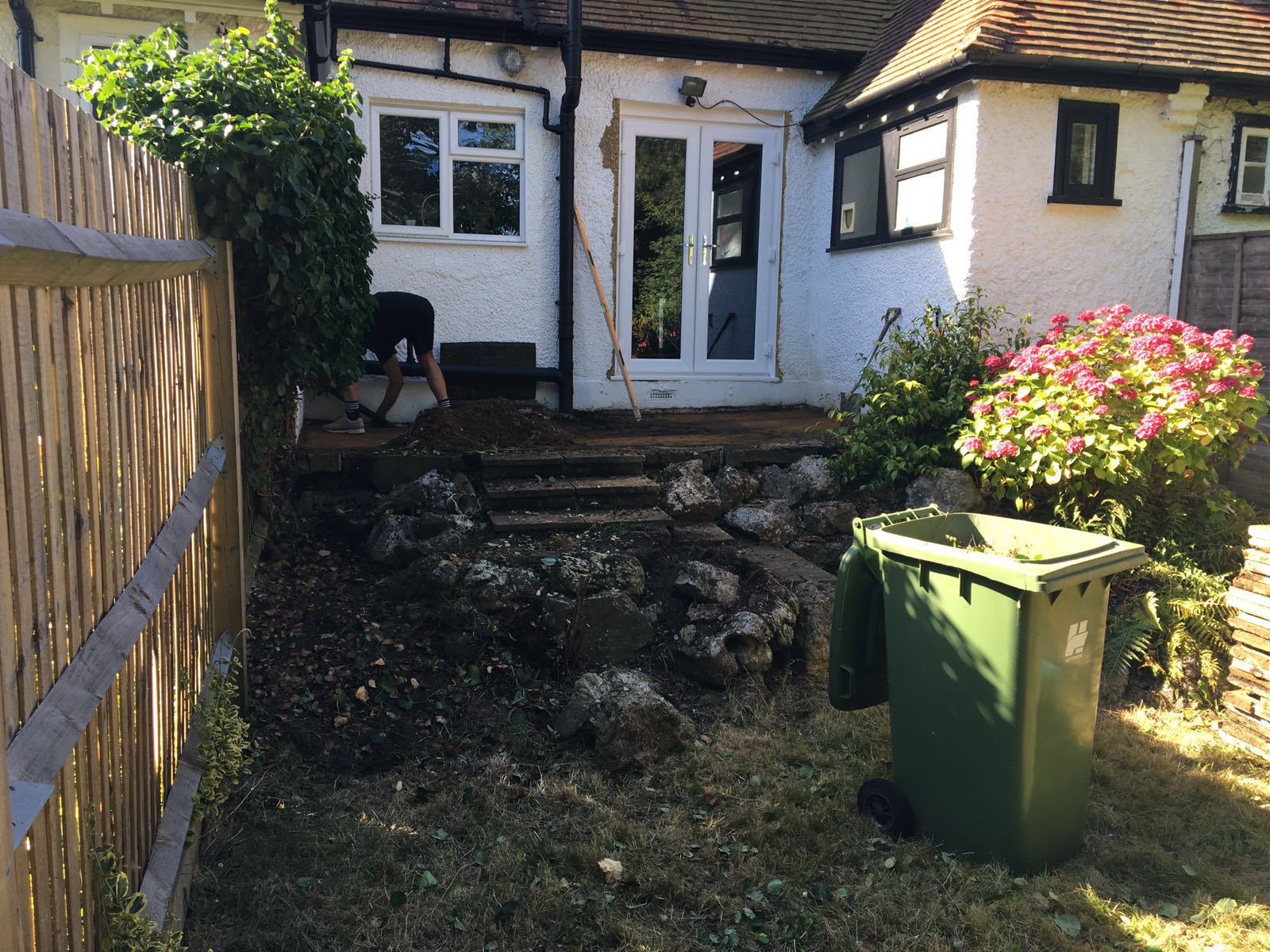 Limestone patio and steps in Bushey