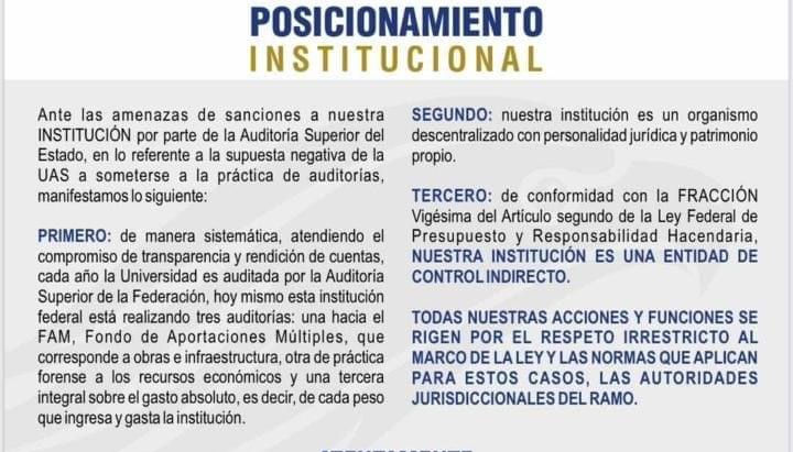 #UAS <▪> | POSICIONAMIENTO INSTITUCIONAL