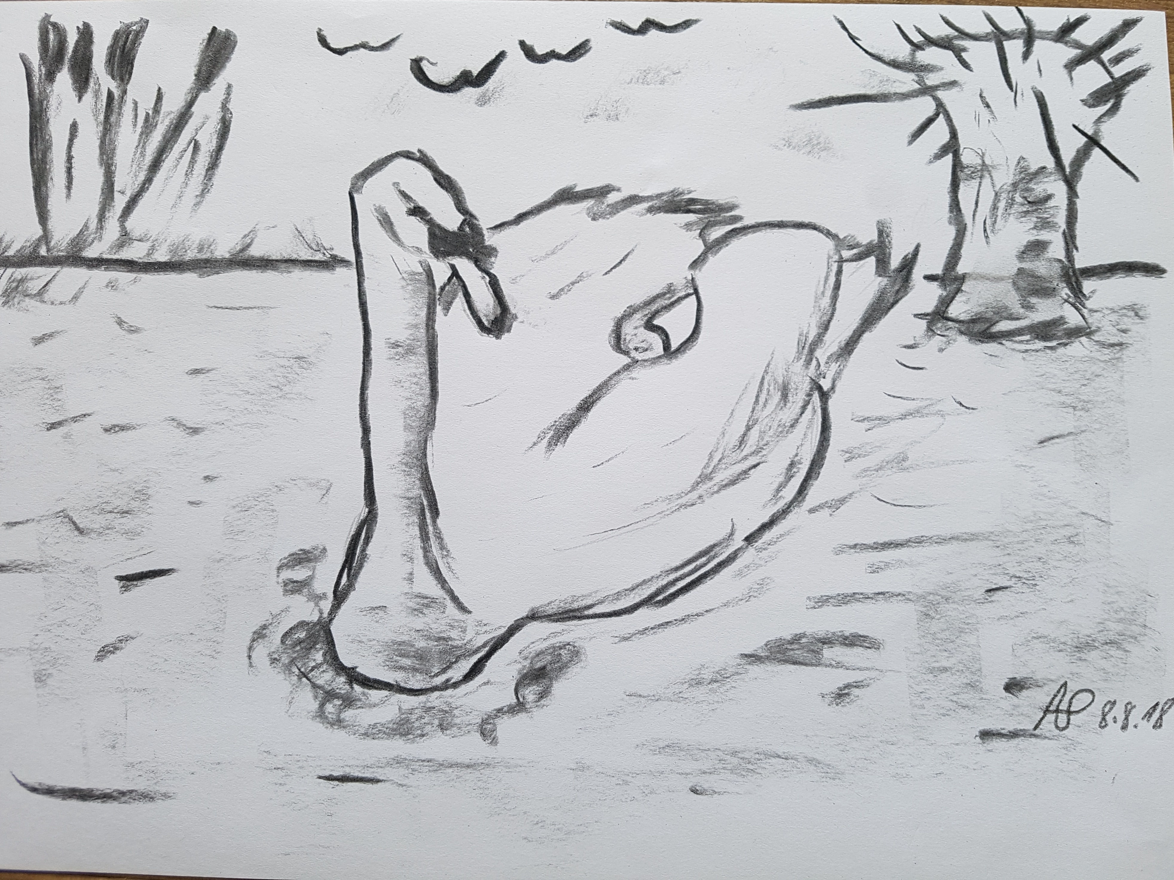 Faltkarte im Umschlag: Schwan