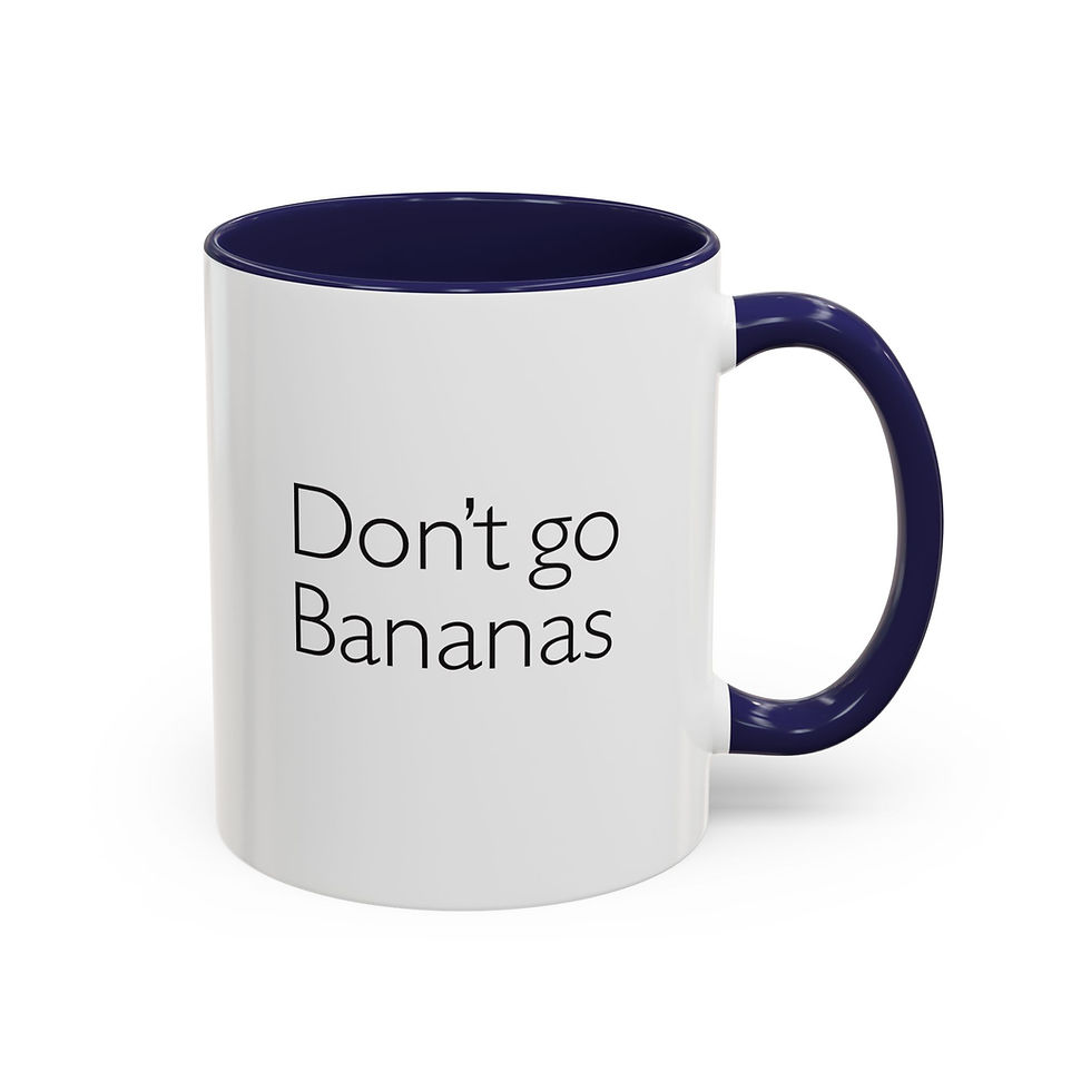 Thumbnail: Don't go bananas, vit mugg med färgad insida