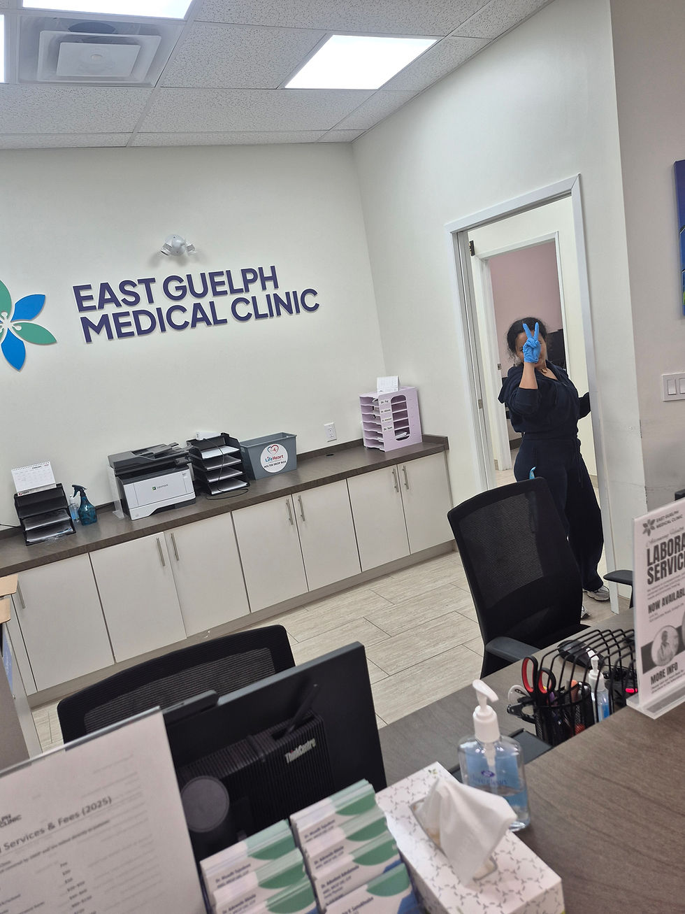 Medical clinic cleaned by commercial cleaning staff for sanitation and disinfection
