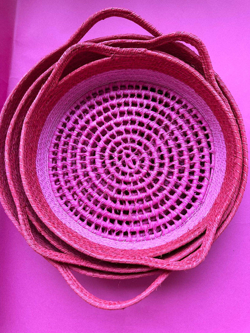 Miniatura: Kit de Bandejas em Ouricuri Rosa e Vermelho