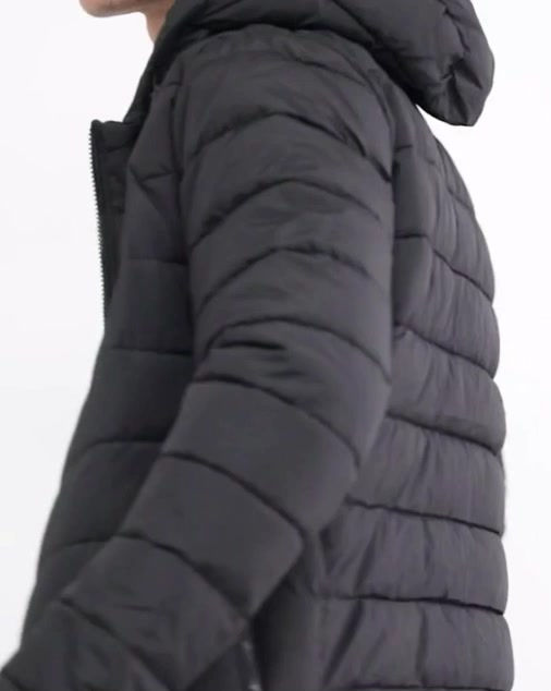 Thumbnail: Hooded Puffer Jacket - Black