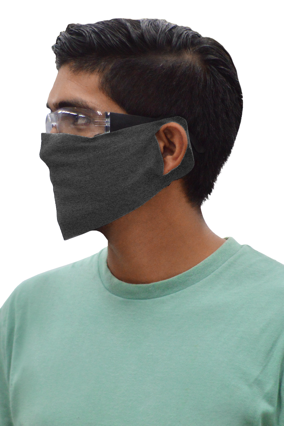 Thumbnail: Fabric Face Cover - Dark Heather Grey - Corvid-19 - Coronavirus - Side View