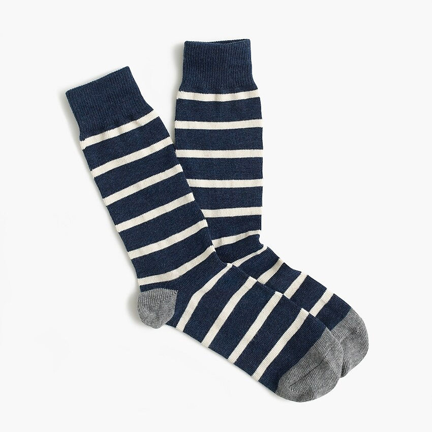 Naval-Striped Socks - Navy White