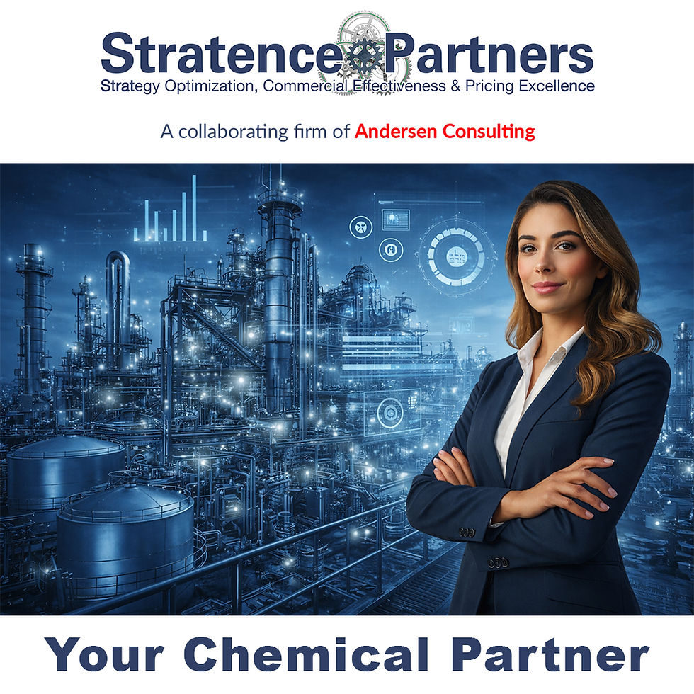 Chemical industry commercial transformation illustration focused on pricing, governance and margin improvement.