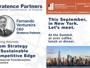 Fernando Ventureira, CEO of Stratence Partners, engaging with senior executives at a professional business conference in New York, representing the executive conversations and networking planned around the B2B Pricing & Commercial Excellence Summit America 2026.