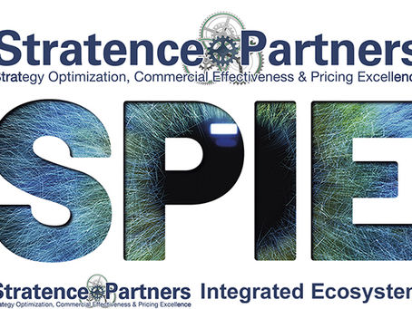 GenAI Powered SPIE logo by Stratence Partners, representing Strategy Optimization, Commercial Effectiveness, and Pricing Excellence.