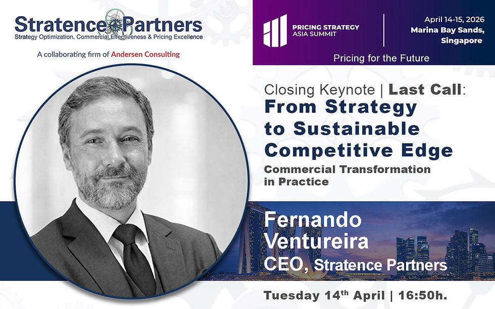 Fernando Ventureira, CEO of Stratence Partners, will deliver the closing keynote at the Pricing Strategy Asia Summit in Singapore