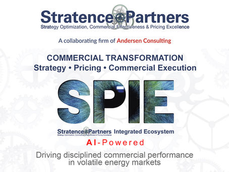 Corporate visual featuring Stratence Partners branding and the SPIE (Stratence Partners Integrated Ecosystem) framework, highlighting Commercial