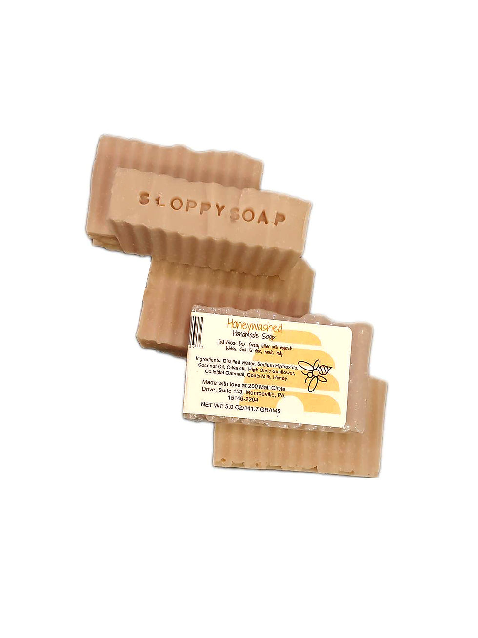 Cold Process bar soap in peachy color scented with honey. Contains colloidal oatmeal, honey, and goat's milk.