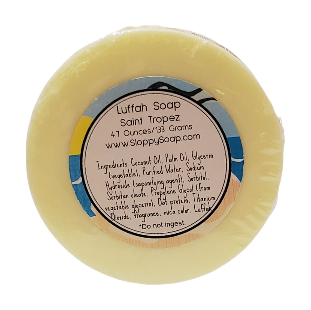Yellow round bar of luffah soap