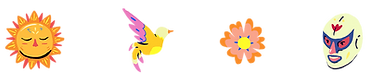 Sol, colibrí, flor y máscara de luchador