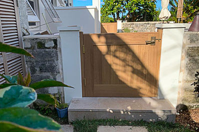 Photo of custom-made Teak wood exterior/garden doors.