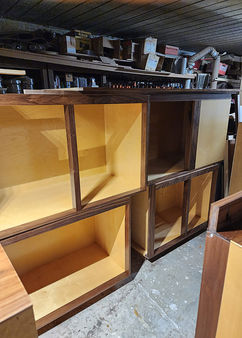 Work in Progress photo of custom made kitchen units made from walnut wood