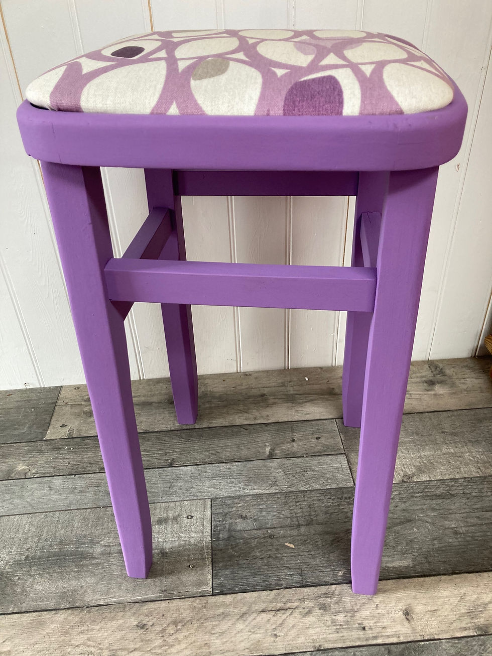 Thumbnail: VINTAGE KITCHEN STOOL HAND PAINTED IN ANNABELL DUKE VIOLETTA