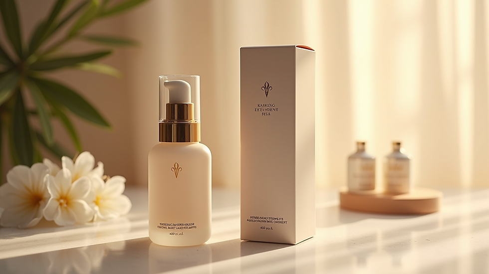 Close-up view of a luxurious skincare product with elegant packaging