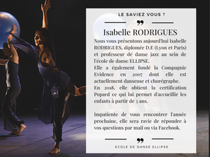 Présentation d'Isabelle RODRIGUES, professeur de danse jazz