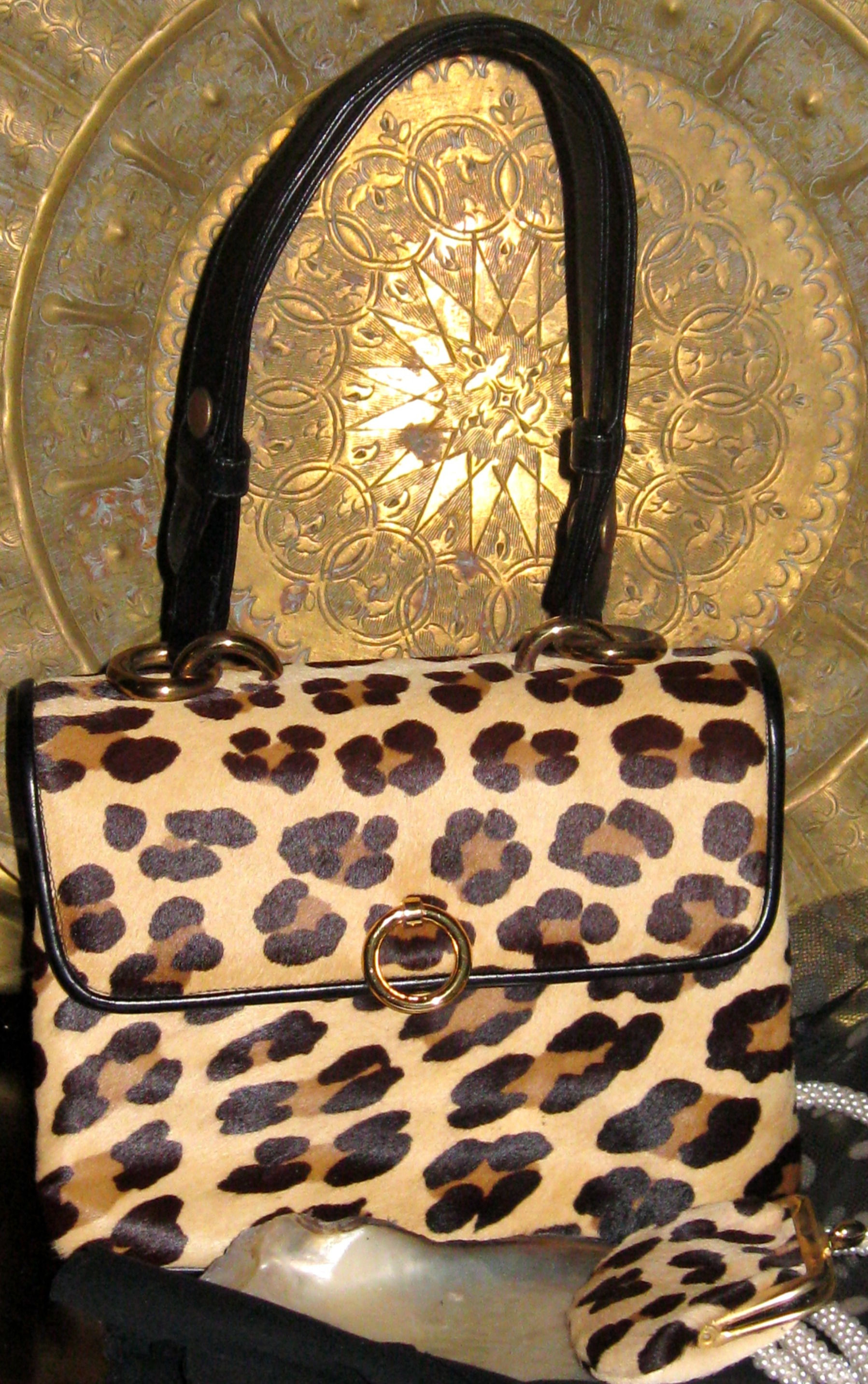 Leopard Print Lady's Handbag front viewq