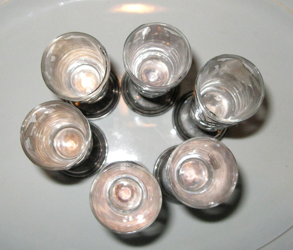 Thumbnail: Sterling Silver Arte Nouveau Tracery Shot Glasses