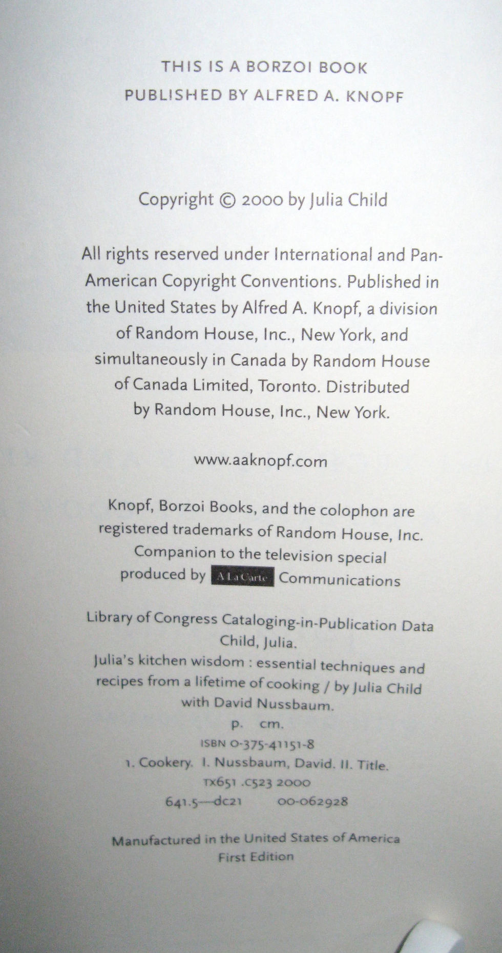 Thumbnail: Julia’s Kitchen Wisdom, Essential Techniques And Recipes From A Lifetime Of Cooking, by Julia Child With David Nussbaum, Firs
