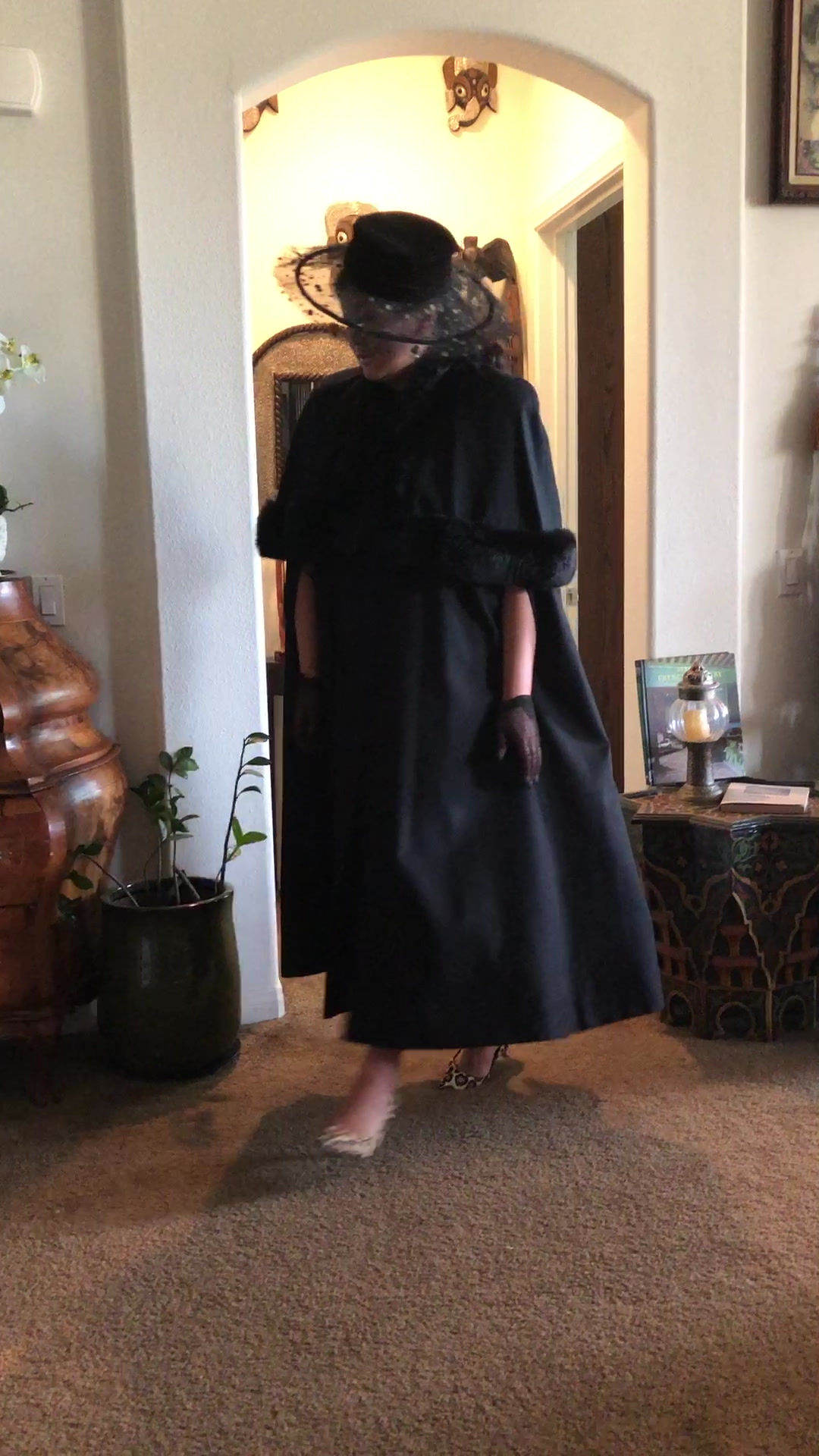Fur Trimmed Wool Opera Cape video