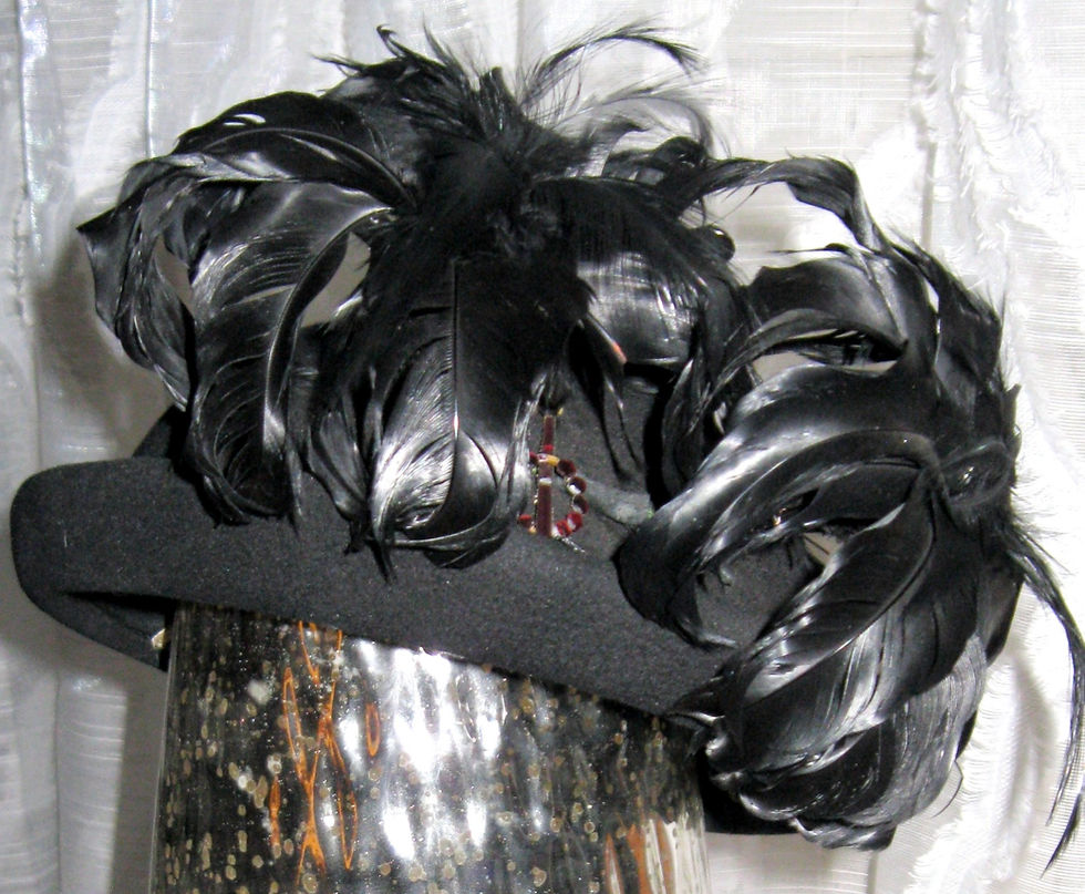 Thumbnail: Mini Black Feathered Bowler/Fascinator
