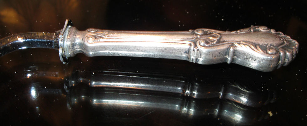 Thumbnail: Victorian Sterling Silver Cake Breaker Knife side handle view